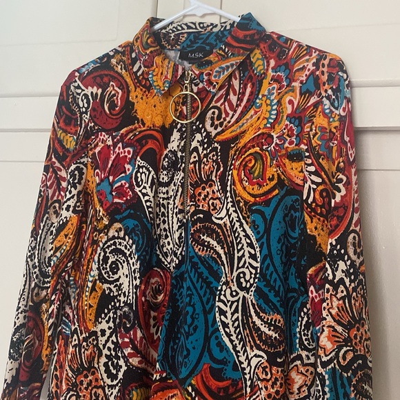 MSK PAISLEY PRINT 3/4 SLEEVE O-RING ZIP SIZE LARGE 🌟EUC🌟 - Picture 3 of 14
